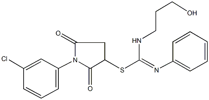 1-(3-chlorophenyl)-2,5-dioxo-3-pyrrolidinyl N-(3-hydroxypropyl)-N'-phenylimidothiocarbamate Struktur