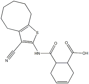 6-{[(3-cyano-4,5,6,7,8,9-hexahydrocycloocta[b]thien-2-yl)amino]carbonyl}-3-cyclohexene-1-carboxylic acid Struktur