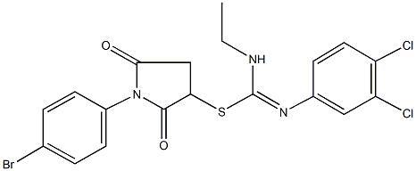 1-(4-bromophenyl)-2,5-dioxo-3-pyrrolidinyl N'-(3,4-dichlorophenyl)-N-ethylimidothiocarbamate Struktur