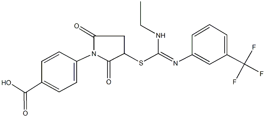 4-{3-[((ethylamino){[3-(trifluoromethyl)phenyl]imino}methyl)sulfanyl]-2,5-dioxo-1-pyrrolidinyl}benzoic acid Struktur