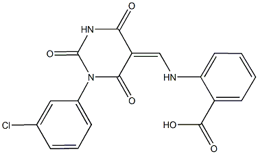 2-{[(1-(3-chlorophenyl)-2,4,6-trioxotetrahydro-5(2H)-pyrimidinylidene)methyl]amino}benzoic acid Struktur