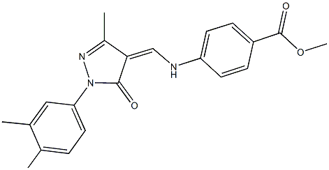 methyl 4-({[1-(3,4-dimethylphenyl)-3-methyl-5-oxo-1,5-dihydro-4H-pyrazol-4-ylidene]methyl}amino)benzoate Struktur