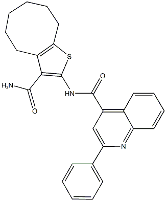 N-[3-(aminocarbonyl)-4,5,6,7,8,9-hexahydrocycloocta[b]thien-2-yl]-2-phenyl-4-quinolinecarboxamide Struktur