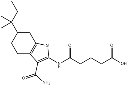 5-{[3-(aminocarbonyl)-6-tert-pentyl-4,5,6,7-tetrahydro-1-benzothien-2-yl]amino}-5-oxopentanoic acid Struktur