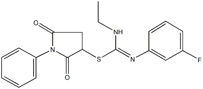 2,5-dioxo-1-phenyl-3-pyrrolidinyl N-ethyl-N'-(3-fluorophenyl)imidothiocarbamate Struktur