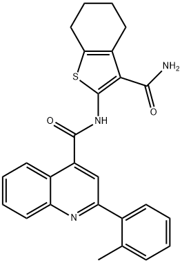 N-[3-(aminocarbonyl)-4,5,6,7-tetrahydro-1-benzothien-2-yl]-2-(2-methylphenyl)-4-quinolinecarboxamide Struktur