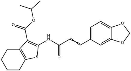 isopropyl 2-{[3-(1,3-benzodioxol-5-yl)acryloyl]amino}-4,5,6,7-tetrahydro-1-benzothiophene-3-carboxylate Struktur