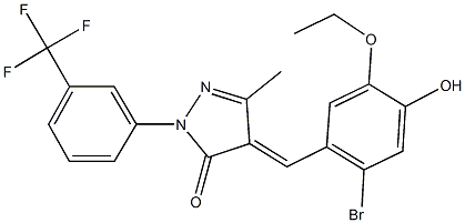 4-(2-bromo-5-ethoxy-4-hydroxybenzylidene)-5-methyl-2-[3-(trifluoromethyl)phenyl]-2,4-dihydro-3H-pyrazol-3-one Struktur