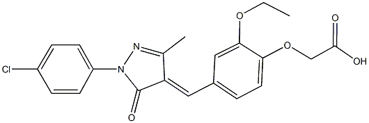 (4-{[1-(4-chlorophenyl)-3-methyl-5-oxo-1,5-dihydro-4H-pyrazol-4-ylidene]methyl}-2-ethoxyphenoxy)acetic acid Struktur