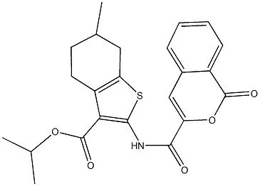 isopropyl 6-methyl-2-{[(1-oxo-1H-isochromen-3-yl)carbonyl]amino}-4,5,6,7-tetrahydro-1-benzothiophene-3-carboxylate Struktur