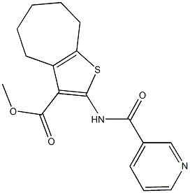 methyl 2-[(3-pyridinylcarbonyl)amino]-5,6,7,8-tetrahydro-4H-cyclohepta[b]thiophene-3-carboxylate Struktur