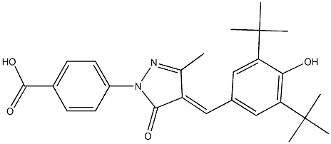 4-[4-(3,5-ditert-butyl-4-hydroxybenzylidene)-3-methyl-5-oxo-4,5-dihydro-1H-pyrazol-1-yl]benzoic acid Struktur