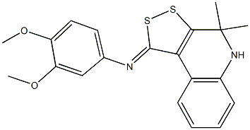 N-(3,4-dimethoxyphenyl)-N-(4,4-dimethyl-4,5-dihydro-1H-[1,2]dithiolo[3,4-c]quinolin-1-ylidene)amine Struktur