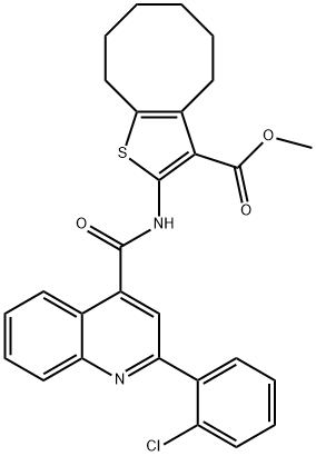 methyl 2-({[2-(2-chlorophenyl)-4-quinolinyl]carbonyl}amino)-4,5,6,7,8,9-hexahydrocycloocta[b]thiophene-3-carboxylate Struktur