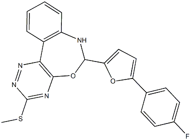 6-[5-(4-fluorophenyl)-2-furyl]-3-(methylsulfanyl)-6,7-dihydro[1,2,4]triazino[5,6-d][3,1]benzoxazepine Struktur