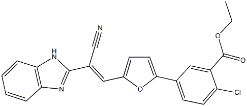 ethyl 5-{5-[2-(1H-benzimidazol-2-yl)-2-cyanovinyl]-2-furyl}-2-chlorobenzoate Struktur