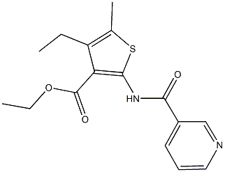 ethyl 4-ethyl-5-methyl-2-[(3-pyridinylcarbonyl)amino]-3-thiophenecarboxylate Struktur