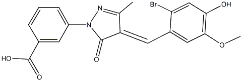 3-[4-(2-bromo-4-hydroxy-5-methoxybenzylidene)-3-methyl-5-oxo-4,5-dihydro-1H-pyrazol-1-yl]benzoic acid Struktur