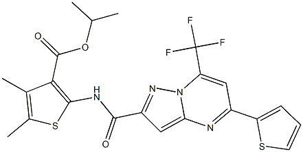 isopropyl 4,5-dimethyl-2-({[5-(2-thienyl)-7-(trifluoromethyl)pyrazolo[1,5-a]pyrimidin-2-yl]carbonyl}amino)-3-thiophenecarboxylate Struktur