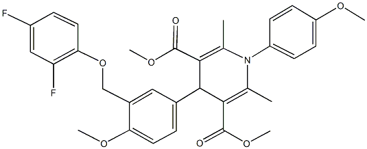 dimethyl 4-{3-[(2,4-difluorophenoxy)methyl]-4-methoxyphenyl}-1-(4-methoxyphenyl)-2,6-dimethyl-1,4-dihydro-3,5-pyridinedicarboxylate Struktur