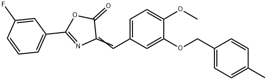 2-(3-fluorophenyl)-4-{4-methoxy-3-[(4-methylbenzyl)oxy]benzylidene}-1,3-oxazol-5(4H)-one Struktur