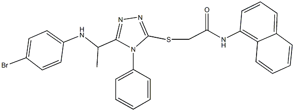 2-({5-[1-(4-bromoanilino)ethyl]-4-phenyl-4H-1,2,4-triazol-3-yl}sulfanyl)-N-(1-naphthyl)acetamide Struktur