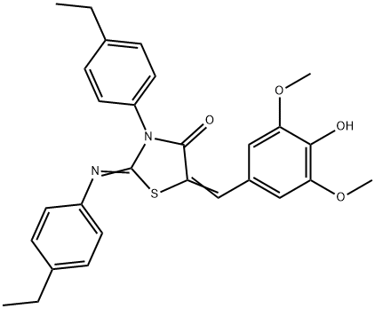 3-(4-ethylphenyl)-2-[(4-ethylphenyl)imino]-5-(4-hydroxy-3,5-dimethoxybenzylidene)-1,3-thiazolidin-4-one Struktur