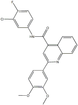 N-(3-chloro-4-fluorophenyl)-2-(3,4-dimethoxyphenyl)-4-quinolinecarboxamide Struktur