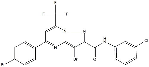 3-bromo-5-(4-bromophenyl)-N-(3-chlorophenyl)-7-(trifluoromethyl)pyrazolo[1,5-a]pyrimidine-2-carboxamide Struktur