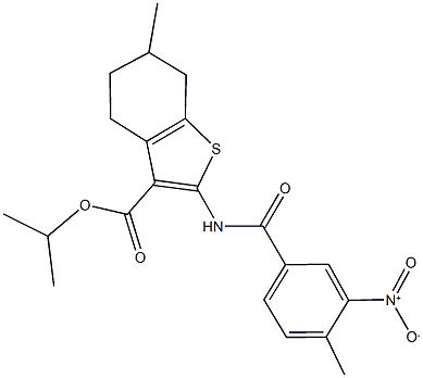 isopropyl 2-({3-nitro-4-methylbenzoyl}amino)-6-methyl-4,5,6,7-tetrahydro-1-benzothiophene-3-carboxylate Struktur