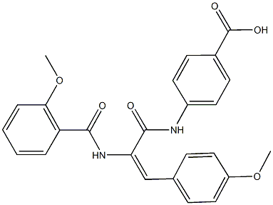 4-{[2-[(2-methoxybenzoyl)amino]-3-(4-methoxyphenyl)acryloyl]amino}benzoic acid Struktur