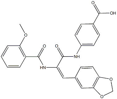 4-({3-(1,3-benzodioxol-5-yl)-2-[(2-methoxybenzoyl)amino]acryloyl}amino)benzoic acid Struktur