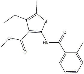 methyl 4-ethyl-5-methyl-2-[(2-methylbenzoyl)amino]-3-thiophenecarboxylate Struktur