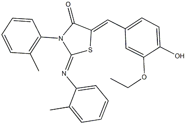 5-(3-ethoxy-4-hydroxybenzylidene)-3-(2-methylphenyl)-2-[(2-methylphenyl)imino]-1,3-thiazolidin-4-one Struktur