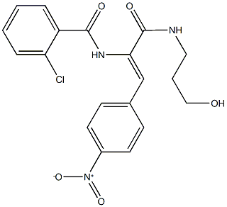 2-chloro-N-(2-{4-nitrophenyl}-1-{[(3-hydroxypropyl)amino]carbonyl}vinyl)benzamide Struktur