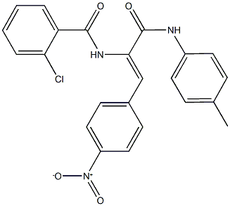 2-chloro-N-[2-{4-nitrophenyl}-1-(4-toluidinocarbonyl)vinyl]benzamide Struktur