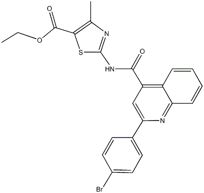 ethyl 2-({[2-(4-bromophenyl)-4-quinolinyl]carbonyl}amino)-4-methyl-1,3-thiazole-5-carboxylate Struktur