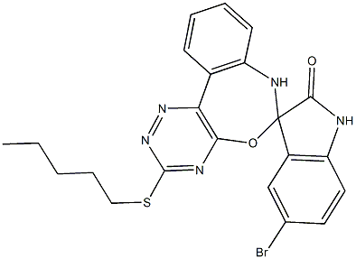 5-bromo-3'-(pentylsulfanyl)-1,3,6',7'-tetrahydrospiro(2H-indole-3,6'-[1,2,4]triazino[5,6-d][3,1]benzoxazepine)-2-one Struktur