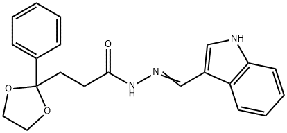 N'-(1H-indol-3-ylmethylene)-3-(2-phenyl-1,3-dioxolan-2-yl)propanohydrazide Struktur