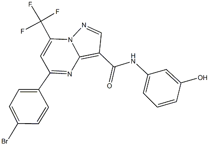 5-(4-bromophenyl)-N-(3-hydroxyphenyl)-7-(trifluoromethyl)pyrazolo[1,5-a]pyrimidine-3-carboxamide Struktur