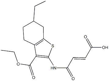 4-{[3-(ethoxycarbonyl)-6-ethyl-4,5,6,7-tetrahydro-1-benzothien-2-yl]amino}-4-oxo-2-butenoic acid Struktur