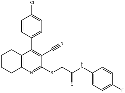 2-{[4-(4-chlorophenyl)-3-cyano-5,6,7,8-tetrahydro-2-quinolinyl]sulfanyl}-N-(4-fluorophenyl)acetamide Struktur