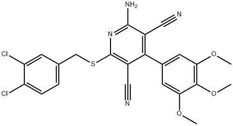 2-amino-6-[(3,4-dichlorobenzyl)sulfanyl]-4-(3,4,5-trimethoxyphenyl)-3,5-pyridinedicarbonitrile Struktur