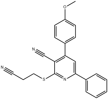 2-[(2-cyanoethyl)sulfanyl]-4-(4-methoxyphenyl)-6-phenylnicotinonitrile Struktur