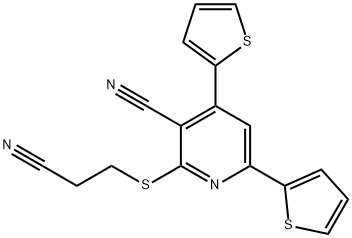 2-[(2-cyanoethyl)sulfanyl]-4,6-di(2-thienyl)nicotinonitrile Struktur