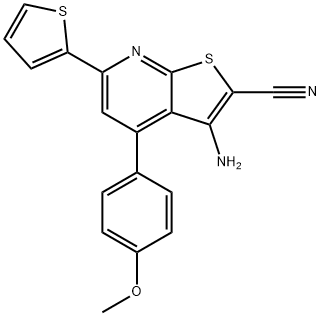 3-amino-4-(4-methoxyphenyl)-6-(2-thienyl)thieno[2,3-b]pyridine-2-carbonitrile Struktur