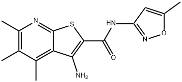 3-amino-4,5,6-trimethyl-N-(5-methyl-3-isoxazolyl)thieno[2,3-b]pyridine-2-carboxamide Struktur