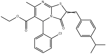 ethyl 5-(2-chlorophenyl)-2-(4-isopropylbenzylidene)-7-methyl-3-oxo-2,3-dihydro-5H-[1,3]thiazolo[3,2-a]pyrimidine-6-carboxylate Struktur