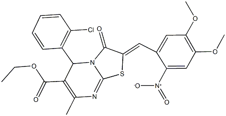 ethyl 5-(2-chlorophenyl)-2-{2-nitro-4,5-dimethoxybenzylidene}-7-methyl-3-oxo-2,3-dihydro-5H-[1,3]thiazolo[3,2-a]pyrimidine-6-carboxylate Struktur