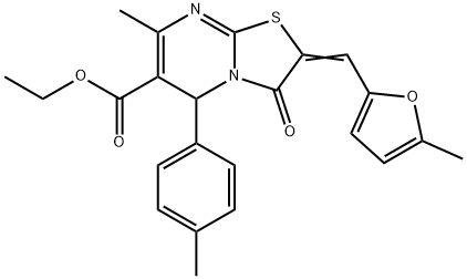 ethyl 7-methyl-2-[(5-methyl-2-furyl)methylene]-5-(4-methylphenyl)-3-oxo-2,3-dihydro-5H-[1,3]thiazolo[3,2-a]pyrimidine-6-carboxylate Struktur